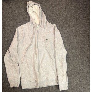 Lacoste Full Zip Hoodie Sweatshirt Mens Size 3 (Small) Grey Heather Logo